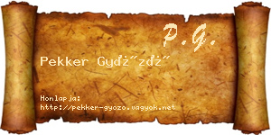 Pekker Győző névjegykártya